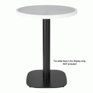 Plateau de table extérieur rond en verre trempé effet pierre gris clair bord blanc 580 mm | Bolero - DL485
