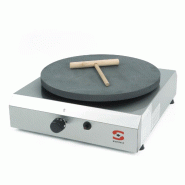 Sammic Crêpière à gaz professionnelle CG-140 avec 1 plaque de 400 mm de diamètre, surface en fonte avec traitement antiadhésif et 4000 W de puiss