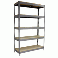 SimonRack Rayonnage industriel, 2000x1200x750 mm, 400 kg au point de flexion, 5 étagères bois, Galvanisé/Bois- Ecoforte - argenté métal 8435104991442