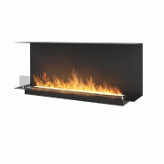 SOLOLED Cheminée au bioéthanol encastrable de design C1200 V.1 avec vitre ouverte sur 3 côtés Brûleur de 3 litres - noir C1200V1