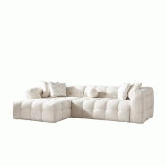 STELLAMEUBLES Canapé LUNA d'angle tissu laine bouclette 290cm 4/5 places - 3667335250523