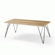 TABLE BASSE 120 X 60 CM CASA EN CHENE MASSIF NOUEUX ET ACIER ÉPOXY