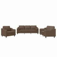 VidaXL Ensemble de canapés 3 pcs avec coussins marron tissu Modèle Helios Signature - 3201789