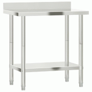 VidaXL Table de travail de cuisine avec dosseret 82,5x55x93 cm inox - 376457_0