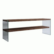 WellHome - Meuble TV en pin massif couleur noyer 120x35x45 cm - marron WH1519
