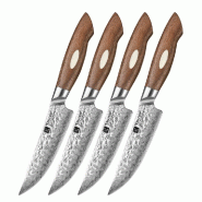 XinZuo - Couteaux à steak Damas 4 pièces - B46W série Jiang - multicolore multi-matériau B46W-4NP