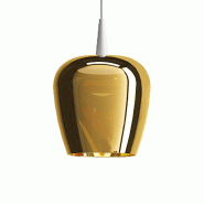 Zafferano Lampe à suspension Bilia 230V Nude en verre borosilicate soufflé à la bouche, finition Blanc et Or antique, LED 8W 2700K, diamètre 18cm