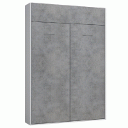 ARMOIRE LIT ESCAMOTABLE DYNAMO BLANC MAT FAÇADE GRIS BÉTON 140 X 200 CM