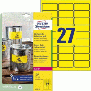 Avery Zweckform 540 étiquettes ultra-résistantes Laser jaunes, format 63,5 x 29,6 mm (20 feuilles / cdt) - jaune L6105-20