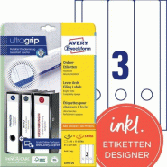 Avery Zweckform 60 étiquettes pour dos de classeur Laser blanches, format 61 x 297 mm (20 feuilles A4 / cdt) - blanc L4759-25