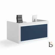 Bureau comptoir bas avant - Ofitres : accueil design - 129, Blanc, Oui, Bleu brillant_0