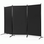 COSTWAY cloison de séparation avec pieds réglables, paravent brise-vue mural (noir, 3 panneaux) - noir polyester TI87996NW COSTWAY cloison de séparation avec pieds réglables, paravent brise-vue mural (noir, 3 panneaux) - noir polyester TI87996NW