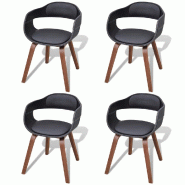 Décoshop26 - Lot de 4 chaises de salle à manger cuisine design contemporain bois courbé et synthétique noir CDS021774 - noir Bois massif 3000016831534