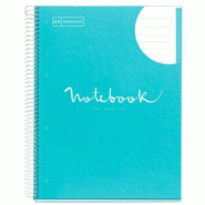 MIQUELRIUS Lot de 5 Cahier Emotions A4, 160p./80 feuilles 90 g/m², reliure intégrale, couverture laminée coloris bleu cliel, ligné - 8422593486078