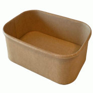 NOVABOWL Saladier Poke Bowl Rectangulaire Kraft 173x121x41mm 500ml - Salade & Plat Chaud - Ingraissable - Lot de 900 - beige en carton BRB500