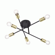 Plafonnier 6xE27 max 40W métal noir mat & bronze - Trio - Cross - noir métal 4017807373448