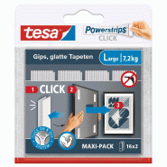 Tesa Powerstrips CLICK - Pastilles Adhésives à Clipser et Déclipser pour Cadres et Décorations Murales sans Percer - Pastilles Adhésives à Clips