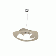 Top light Suspension moderne 1 lumière sable Warped d.50 cm - Douille E27 - Design géométrique - beige 8056039140028