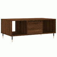 VidaXL Table basse Chêne marron 90x50x36,5 cm Bois d'ingénierie Modèle Flex Évasion Élite - 830587