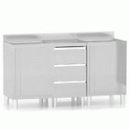 Armoires de cuisine commerciales 3 pièces en acier inoxydable, Modèle Maison - 3083721