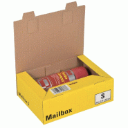 Boîte colis poste fermeture languettes 250x175x80mm jaune