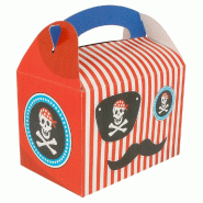 Boîte menu enfant carton Pirate rayures rouges 17x16x10cm - par 300