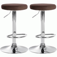 CLP Lot de 2 tabourets de bar Ponte velours Marron/Métal chromé - marron textile 323462 CLP Lot de 2 tabourets de bar Ponte velours Marron/Métal chromé - marron textile 323462