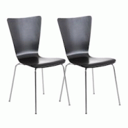 Décoshop26 - Lot de 2 chaises de cuisine salle à manger empilable en bois noir et structure stable à quatre pieds en métal 10_0003082 - noir 30002 Décoshop26 - Lot de 2 chaises de cuisine salle à manger empilable en bois noir et structure stable à quatre pieds en métal 10_0003082 - noir 30002