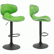 Décoshop26 - Lot de 2 tabourets de bar design contemporain pieds en métal noir assise en synthétique vert 10_0000341 - noir 3000852669605 Décoshop26 - Lot de 2 tabourets de bar design contemporain pieds en métal noir assise en synthétique vert 10_0000341 - noir 3000852669605