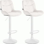 Décoshop26 - Lot de 2 tabourets de bar pivotant forme ergonomique surpiqûres décoratives en velours crème cadre en métal blanc 10_0006034 - beige