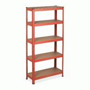 Helloshop26 - Étagère à charge lourde modulable garage cave 151 x 75 x 30 cm montage rapide en MDF rouge 13_0011104 - rouge Bois manufacturé 30002