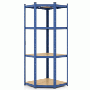Helloshop26 - Étagère d'angle à 4 niveaux 100 x 80 x 180 cm capacité de 720 kg antidérapante style moderne en métal galvanisé bleu 20_0014750 -