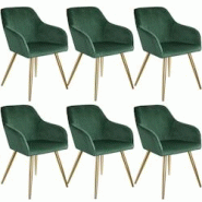 Helloshop26 - Lot de 6 chaises pieds doré siège de salon cuisine salle à manger design élégant velours vert 08_0000062 - 3000934699780 Helloshop26 - Lot de 6 chaises pieds doré siège de salon cuisine salle à manger design élégant velours vert 08_0000062 - 3000934699780