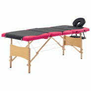 Helloshop26 - Table de massage pliable 4 zones bois noir et rose 02_0001858 - rose Bois massif 3000089451530