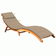 Helloshop26 - Transat chaise longue bain de soleil lit de jardin terrasse meuble d'extérieur avec coussin bois d'acacia solide 02_0012385 - marron Bo