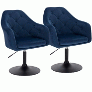Lot de 2 fauteuils lounge rÉglable en hauteur velours et mÉtal bleu 19_0000211