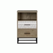 Möbilia Table de chevet | 2 tiroirs, 1 compartiment ouvert | MDF avec film imitation lisse | gris-naturel L 39,5 x P 38 x H 62 cm - Bois manufacturé Möbilia Table de chevet | 2 tiroirs, 1 compartiment ouvert | MDF avec film imitation lisse | gris-naturel L 39,5 x P 38 x H 62 cm - Bois manufacturé