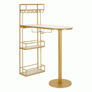 Mauro Ferretti Comptoir De Bar Luxy - Structure En Métal Et Marbre Artificiel, 120 X 45 X 150 Cm, Design Glamour Contemporain - 1429680000