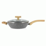 Menastyl - Sauteuse Cannelle 24cm Avec Couvercle En Verre Et Poignees Bois Clair - 3256390190389 Menastyl - Sauteuse Cannelle 24cm Avec Couvercle En Verre Et Poignees Bois Clair - 3256390190389