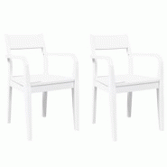 VidaXL Chaises à Manger 2 Pcs Blanc Bois Massif Caoutchouc - blanc 4102513 VidaXL Chaises à Manger 2 Pcs Blanc Bois Massif Caoutchouc - blanc 4102513
