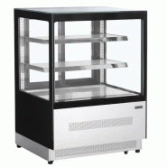 Vitrine réfrigérée 2 niveaux 90cm - 1.44 m² - inox / verre - 2 portes vitrées coulissantes - neuf garantie 2 ans