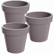 WellHome - Lot de 3 pots 6,7 L LOFLY Ø24,5 cm chacun, coloris gris - gris plastique PK4471