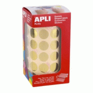 Apli 2832 gommettes rondes, diam. 15 mm, en rouleau, coloris or - 8410782116295
