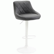 CLP Tabouret de bar Lazio en similicuir avec pied en métal Gris/Blanc - gris polyester 321765 CLP Tabouret de bar Lazio en similicuir avec pied en métal Gris/Blanc - gris polyester 321765