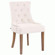 Décoshop26 - Chaise de salle à manger x1 design antique capitonné en velours crème avec 4 pieds en bois clair 10_0001943 - 3000250751438 Décoshop26 - Chaise de salle à manger x1 design antique capitonné en velours crème avec 4 pieds en bois clair 10_0001943 - 3000250751438