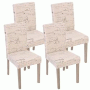 Décoshop26 - Lot de 4 chaises de salle à manger cuisine en tissu crème motif lettrage des pieds en bois clair 04_0000598 - 3000043732699 Décoshop26 - Lot de 4 chaises de salle à manger cuisine en tissu crème motif lettrage des pieds en bois clair 04_0000598 - 3000043732699