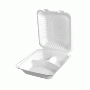 Ecolomique - 50Pcs - Coquille blanche pulpe 3 compartiments  220x202x80mm - blanc Bagasse ECO210APUQ883CF