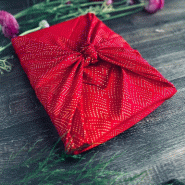 Furoshiki Impérial rouge/or réutilisable 55x55 cm