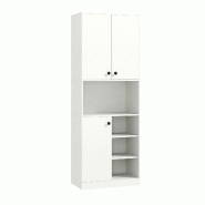 Helloshop26 - Armoire de rangement haute cuisine 60 x 33 x 166 cm avec support pour micro-ondes design moderne en bois blanc 20_0018787 - blanc Bois m