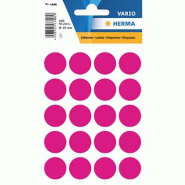 HERMA 100 pastilles adhésives coloris rose foncé, Ø 19 mm (5 feuilles 9x16 / cdt) - 1886